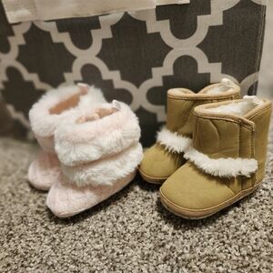 Cozy Pink and Tan Kids Boots